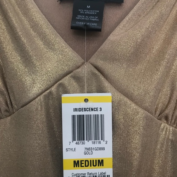 NEW - Dressy Gold V-Neck Sleeveless Top - Picture 7 of 7